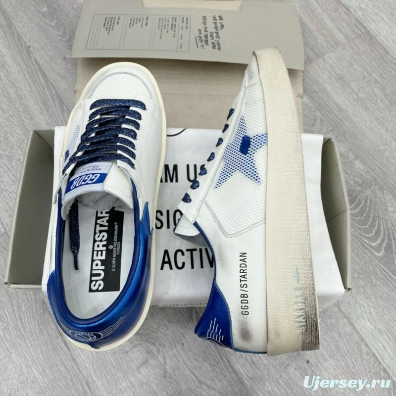 2024 Unisex GGDB White Blue Leather Sneakers STARDAN