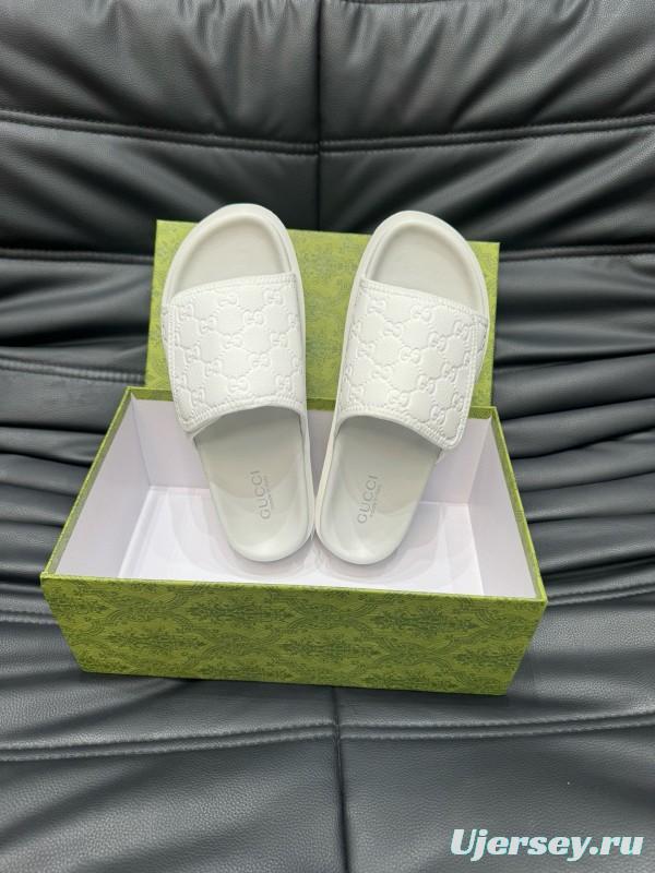 2024 Slippers Gucci White Leather Slippers MJ00200