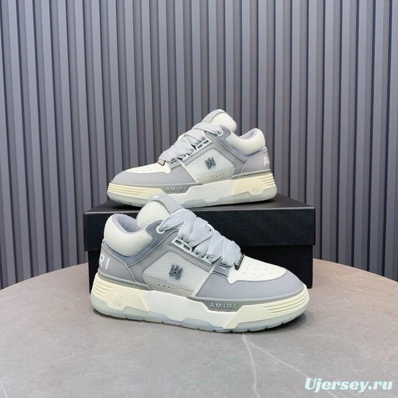 2024 Unisex Amiri Grey White Leather Suede Sneakers MJ00360