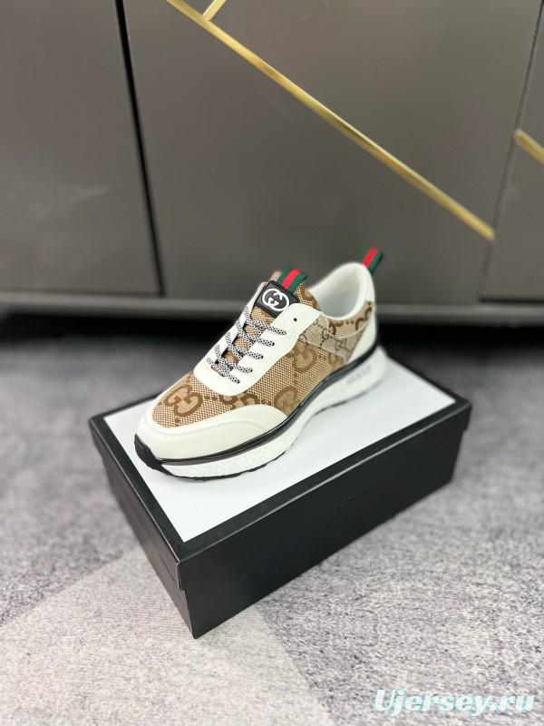 2024 Men Gucci Beige White Canvas Leather Casual Shoes MJ00260