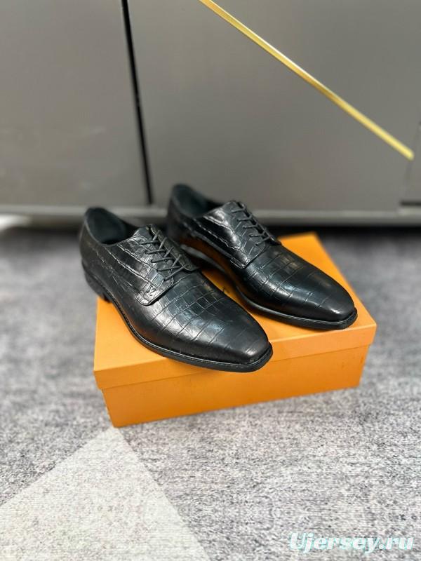 2024 Men Louis Vuitton Black Leather Formal Shoes MJ00380