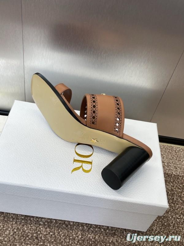2025 Women Dior Brown Leather Sandals