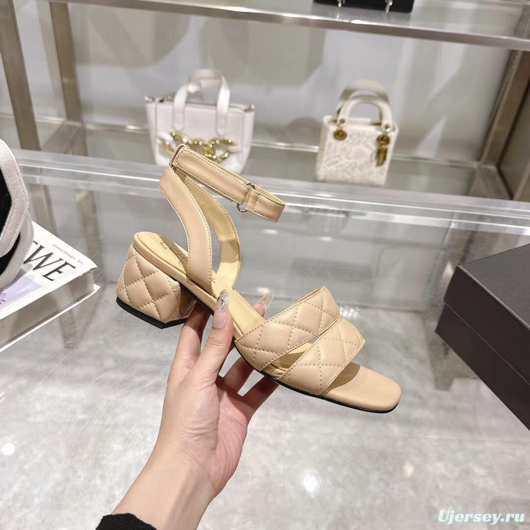 2025 Women Chanel Beige Leather Sandals LY00280