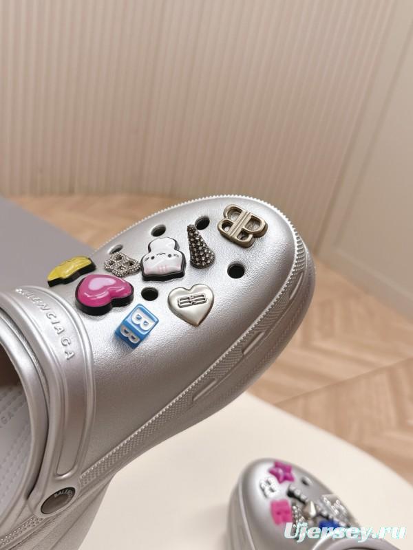 2025 Unisex Balenciaga Silver EVA Rubber Clog Embellished LY00330(F)/LY00340(M)