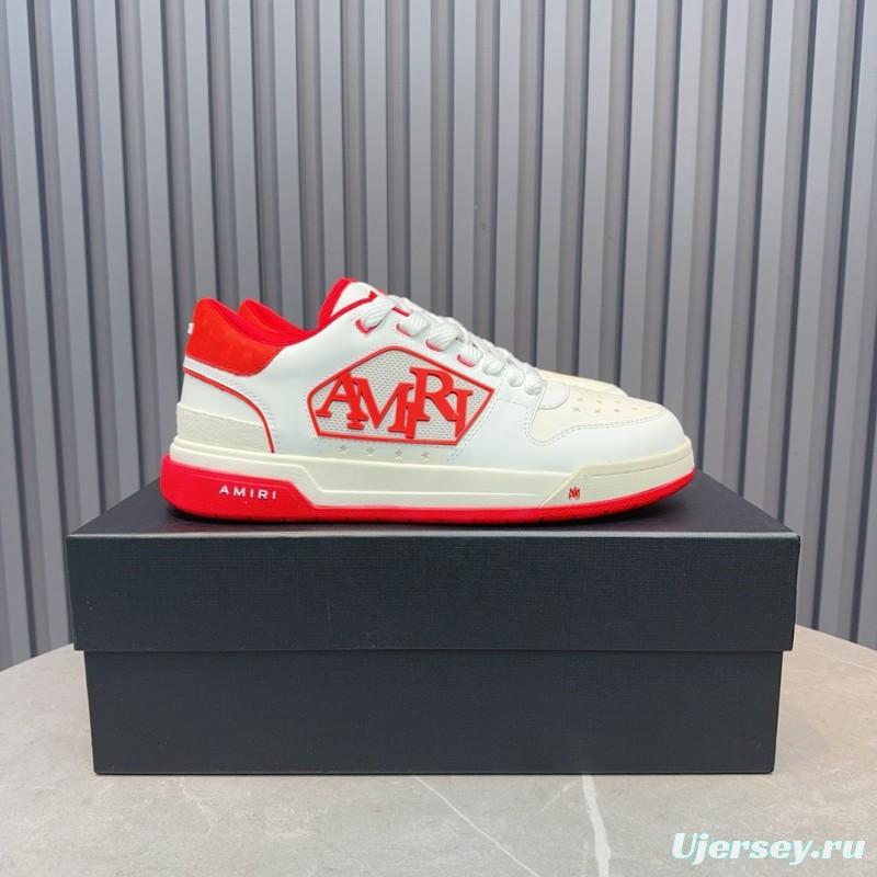 2025 Unisex Amiri White Red Leather Sneakers MJ00360