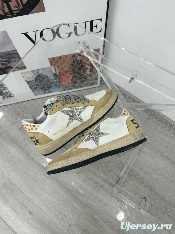 2024 Unisex GGDB White Beige Glitter Suede Leather Low Top Sneakers MJ00260