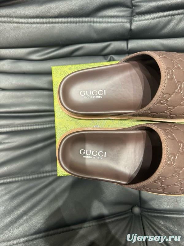 2024 Gucci brown leather Slippers MJ00200