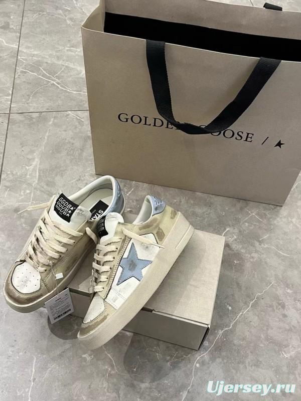 2024 Unisex GGDB White Beige Light Blue Leather Suede Sneakers MJ00260