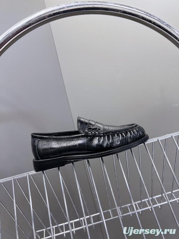 2025 Women Yves Saint Laurent Black Leather Loafers