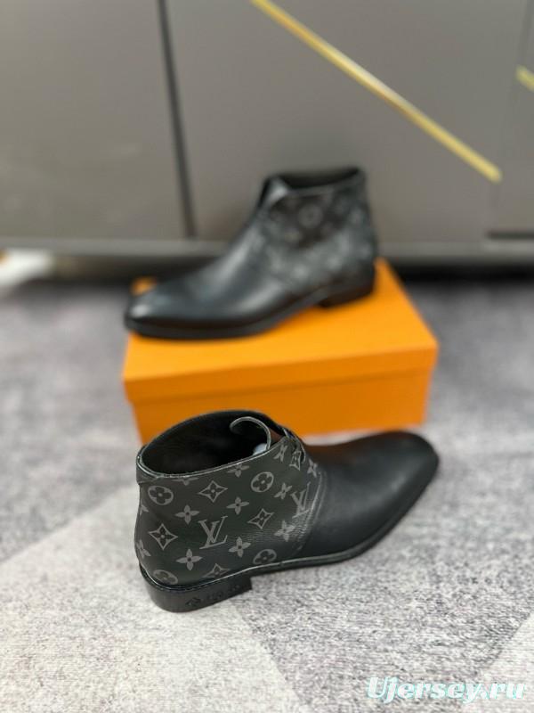 2024 Men Louis Vuitton Black Leather Boots MJ00410