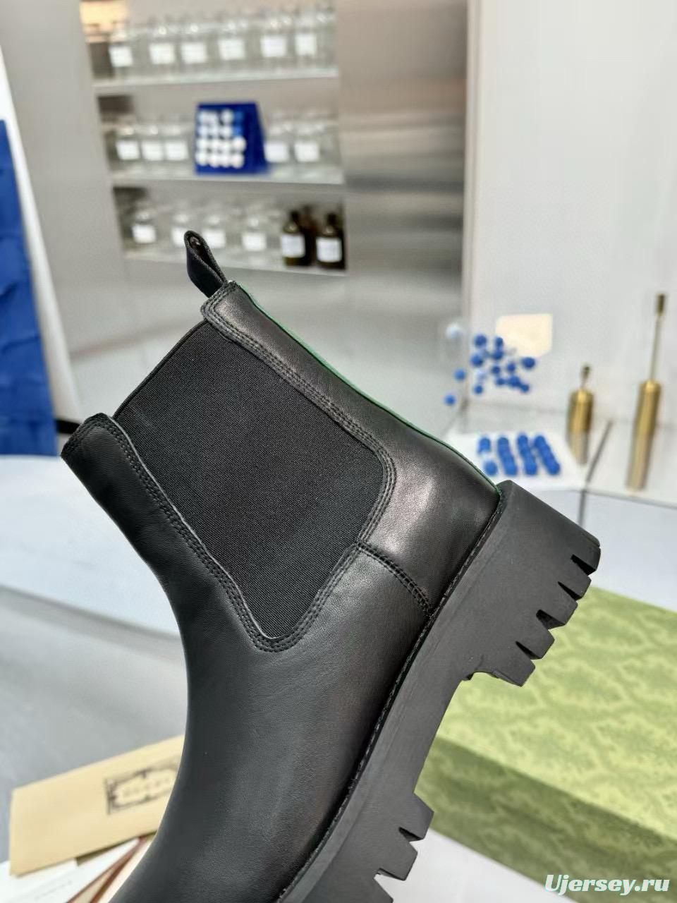 2024 Unisex Gucci Black Leather Martin Boots MJ00340