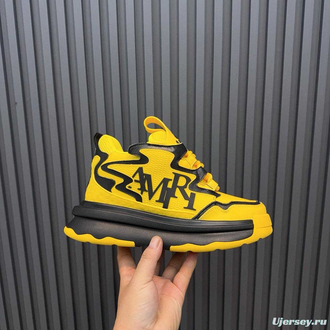 2024 Unisex Amiri Yellow Black Leather Sneakers MJ00410
