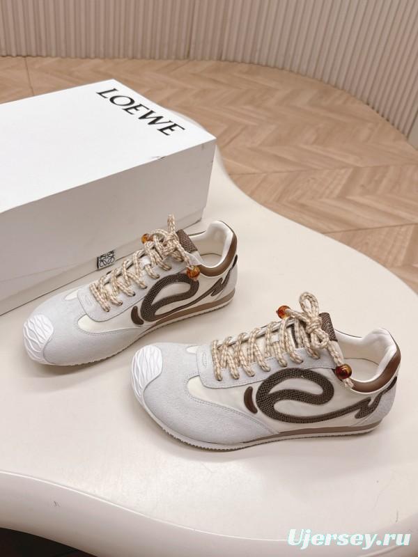 2025 Unisex Loewe Cream Suede Casual Sneaker With Embroidered Detailing KFY00300