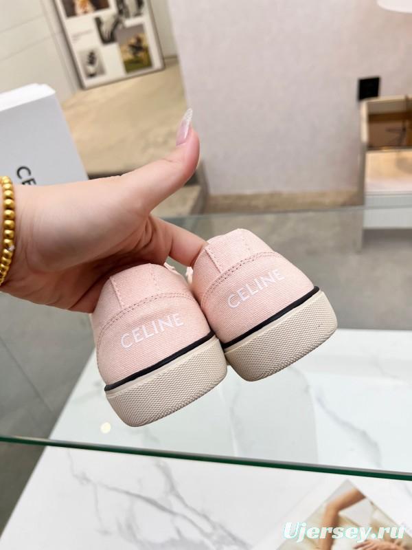 2025 Women Celine Pink Canvas Sneakers LY00210
