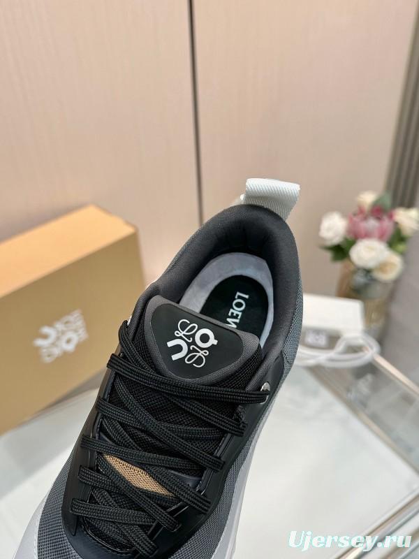 2025 Unisex Loewe Black White Grey Polyester Mesh Sneakers
