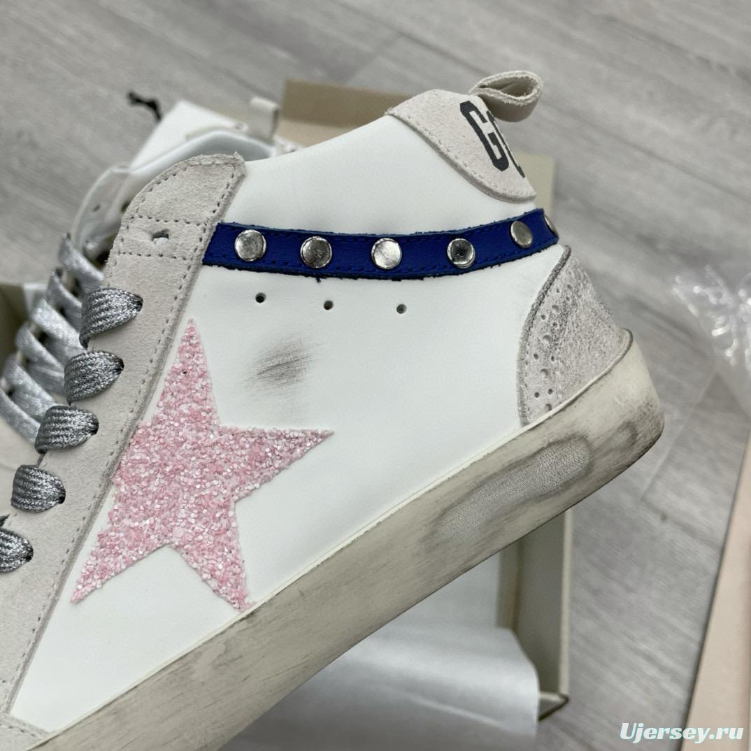 2024 Unisex GGDB White Pink Blue Leather Suede High Top Sneakers MJ00300