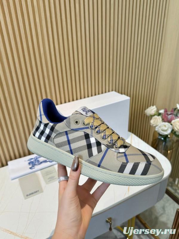 2024 Men Burberry Beige Black Cotton Casual Shoes MJ00320