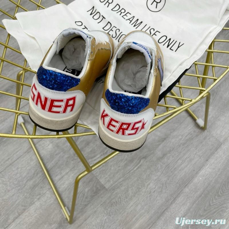 2024 Unisex GGDB Gold Blue White Leather Sneakers MJ00260