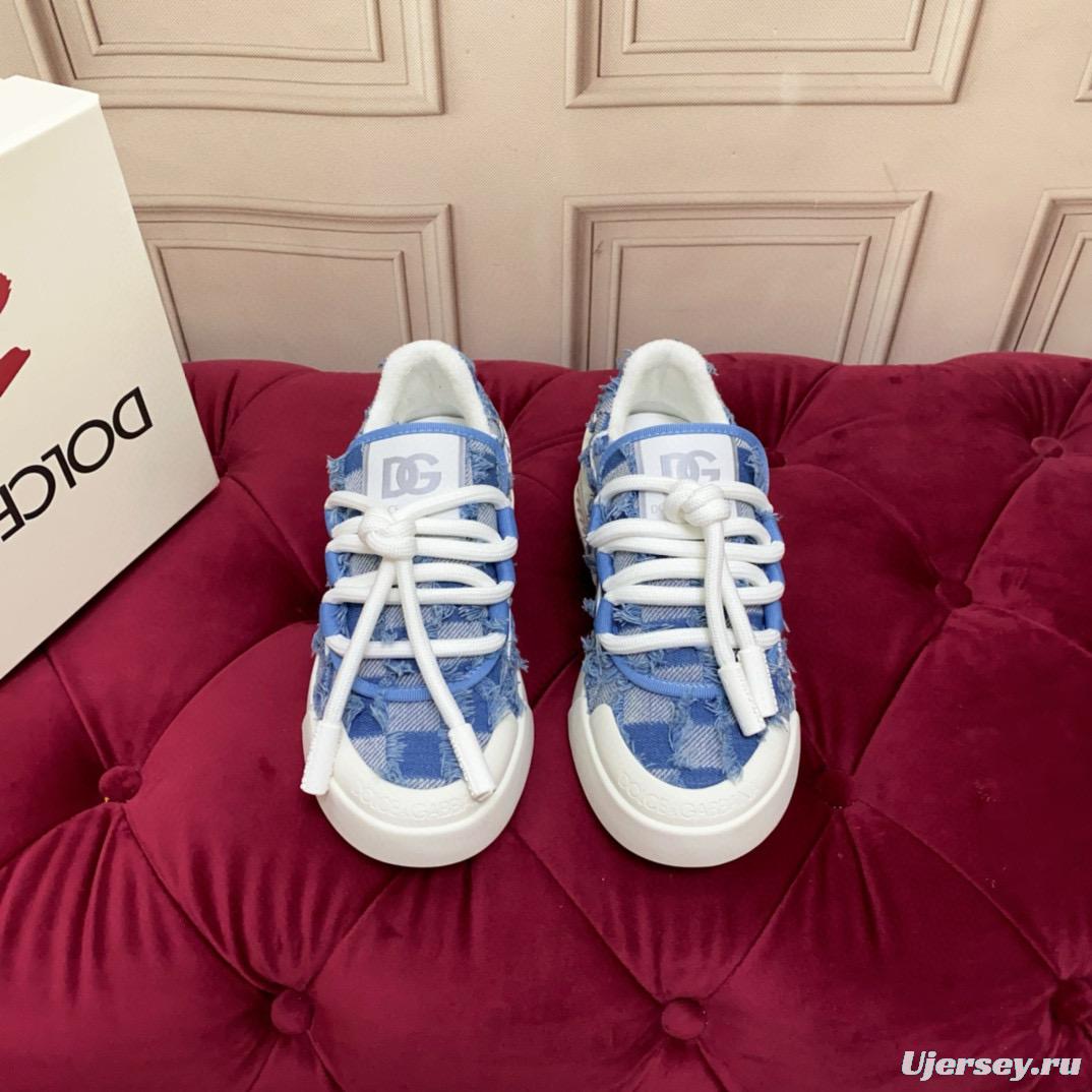 2024 Women Dolce & Gabbana Blue Denim Canvas Sneakers