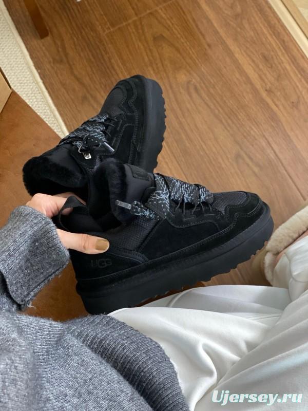 2024 Women UGG Black Knit Suede Sneakers