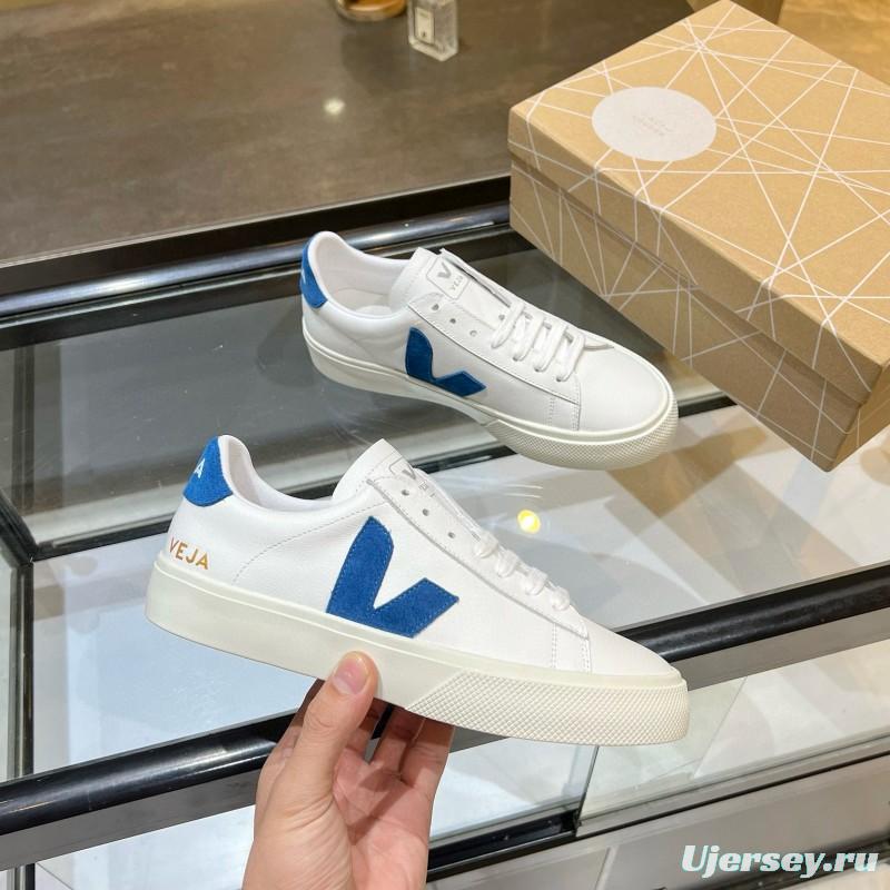 2025 Unisex VEJA White Blue Leather Canvas Sneakers MJ00240