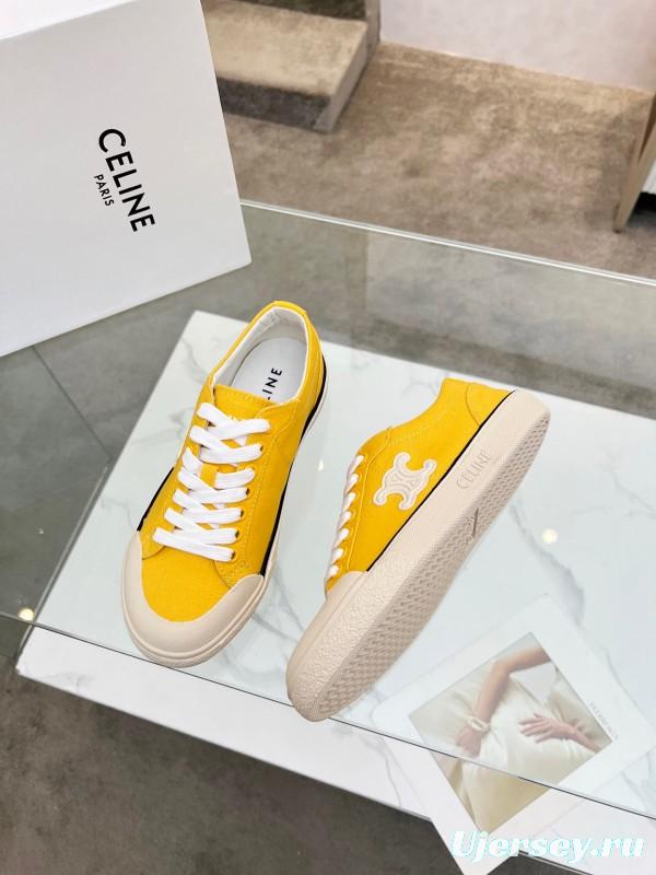 2025 Women Celine Yellow Canvas Sneakers LY00210