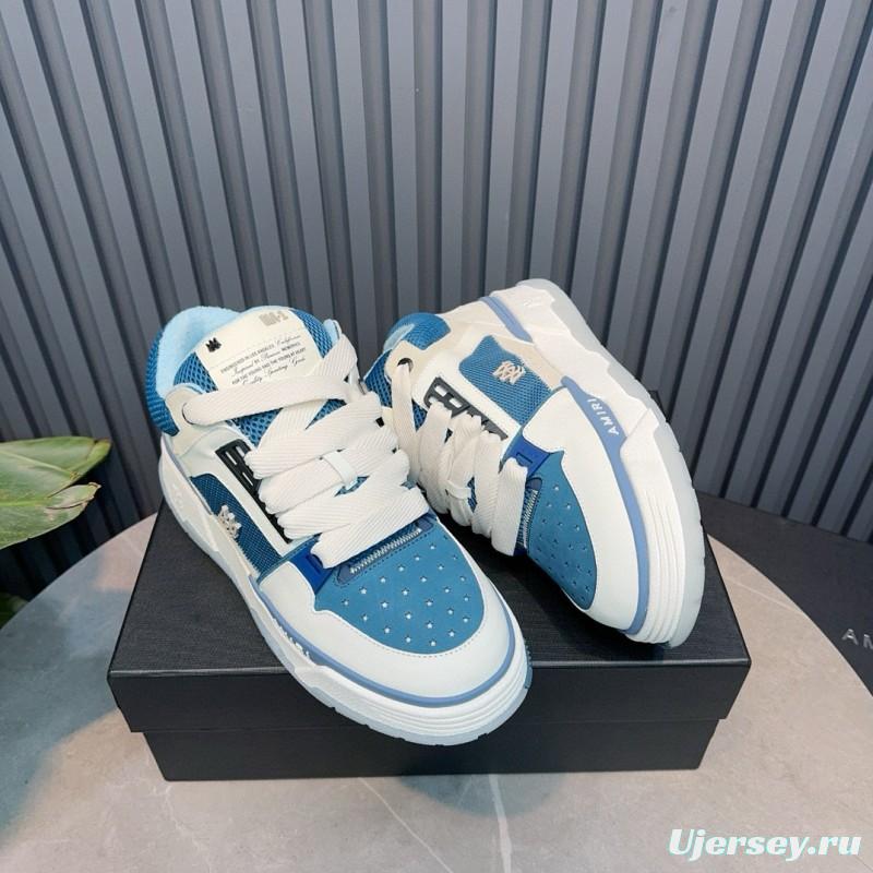 2024 Unisex AMIRI Blue White Leather Mesh Sneakers MJ00360