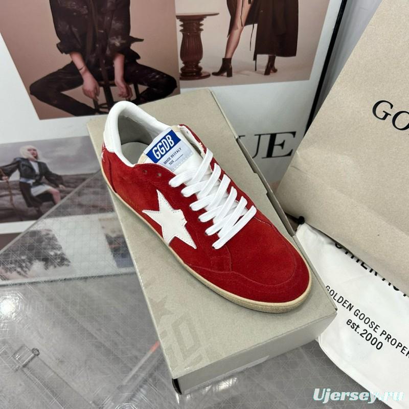 2024 Women GGDB Red Suede White Star Low-Top Sneakers MJ00260