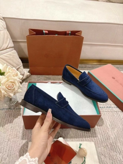2025 Women LP Navy Suede Loafers LY00320