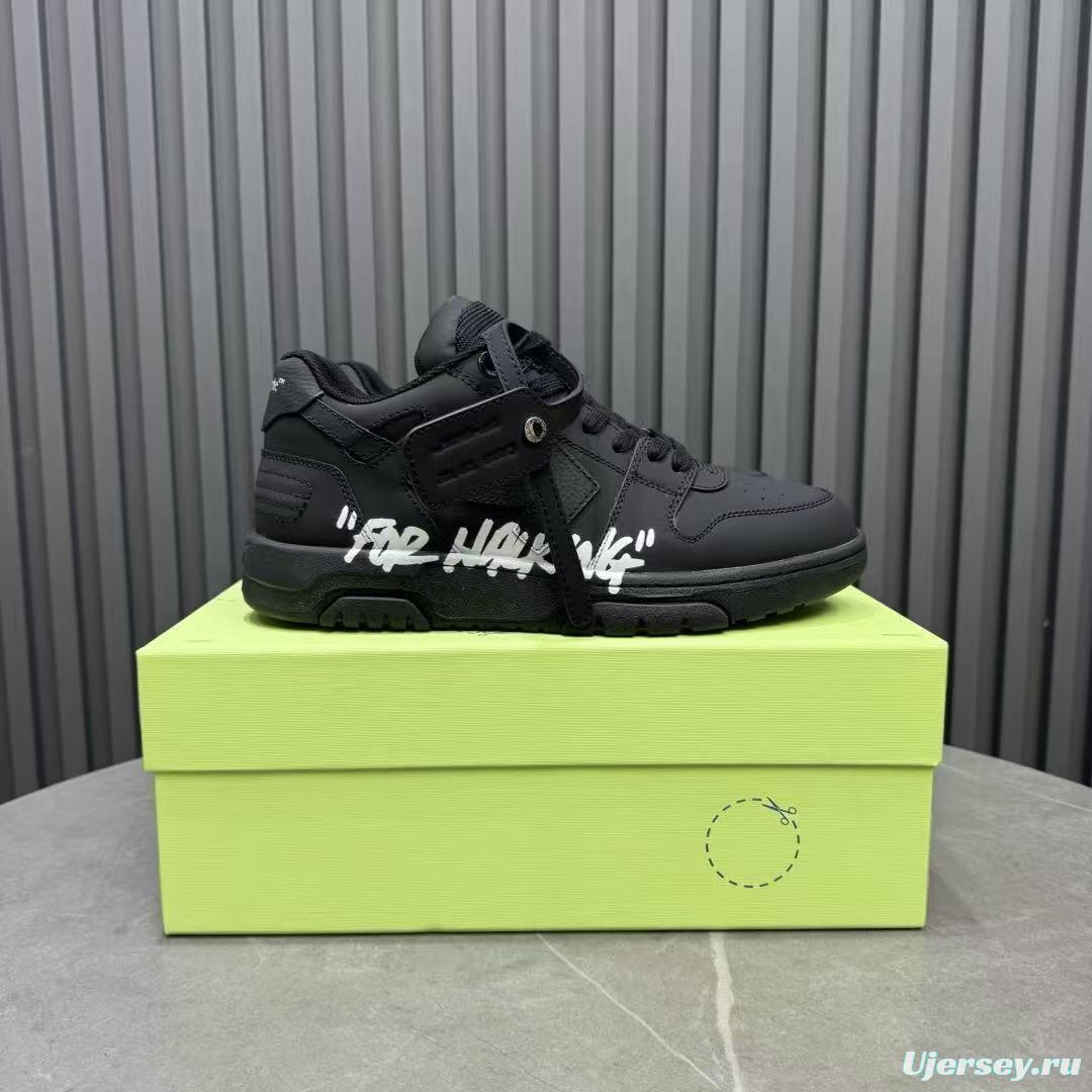 2025 Men OFF WHITE Black Leather Sneakers KFY00320