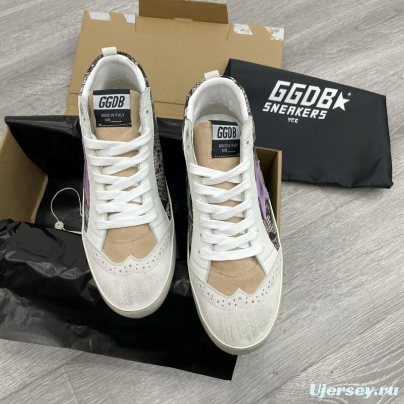 2024 Unisex GGDB White Purple Snake Leather High Top Sneakers MJ00300