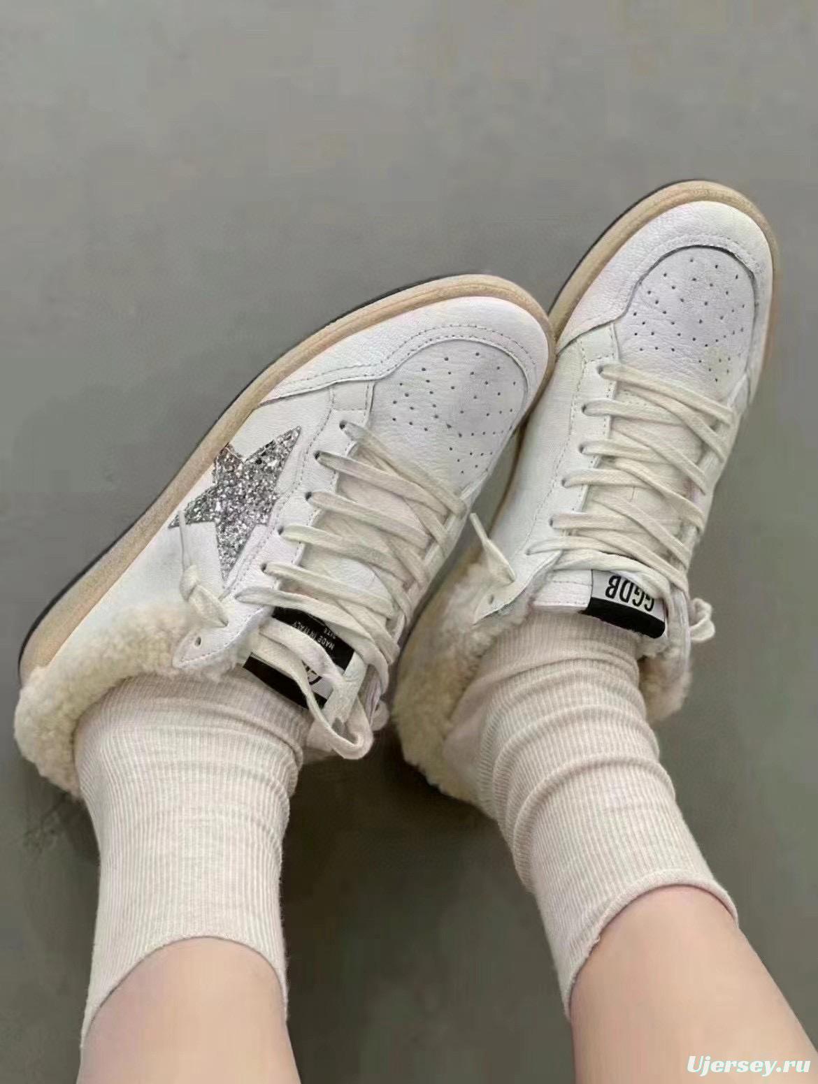 2024 GGDB white silver leather shearling sneakers MJ00280