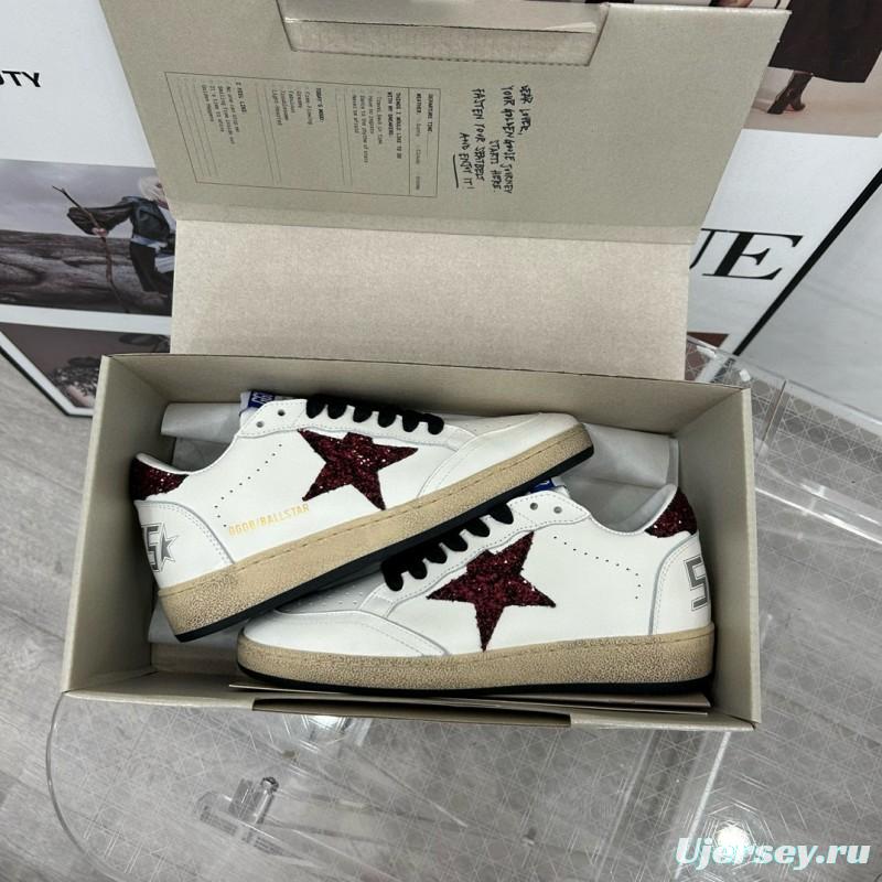 2024 Unisex GGDB White Burgundy Leather Sneakers MJ00260