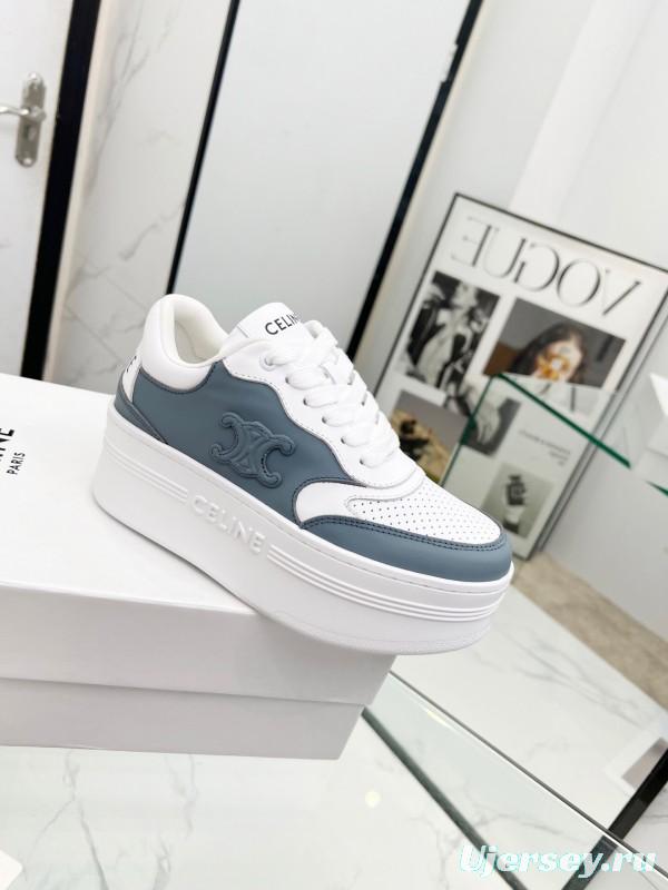 2025 Unisex CELINE White Grey Leather Sneakers
