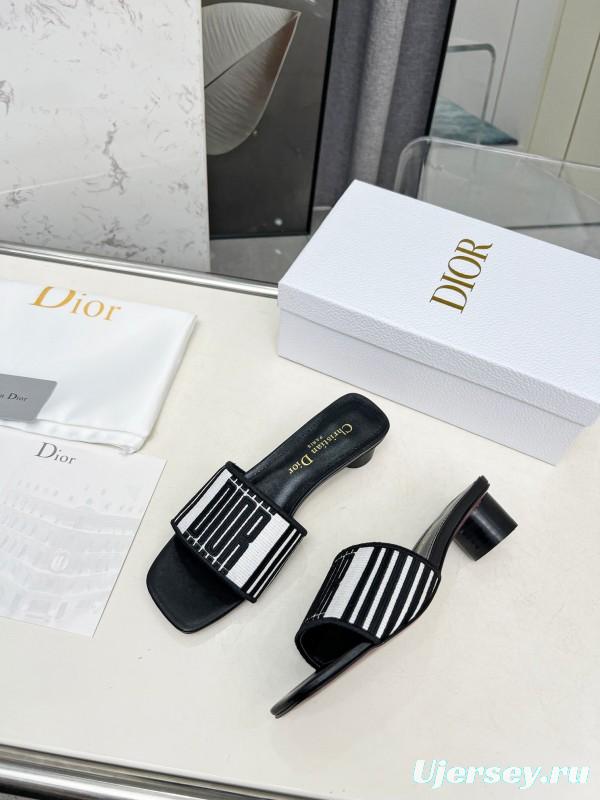 2025 Women Dior Black White Fabric Sandals LY00200