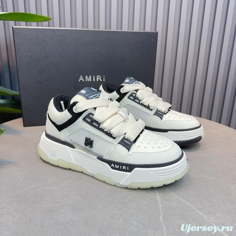 2024 Unisex Amiri White Black Leather Sneakers MJ00360