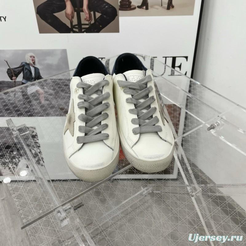 2025 Unisex GGDB White Grey Navy Leather Sneakers