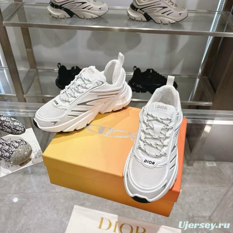 2024 Unisex Dior White Mesh Leather Sneakers MJ00360