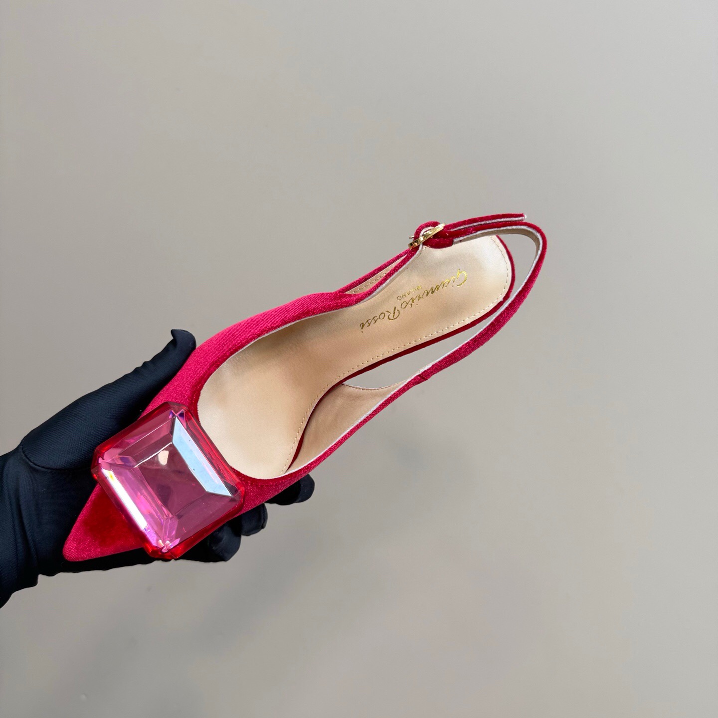 2025 Women Gianvito Rossi Red Velvet Slingback Pumps KFY00300