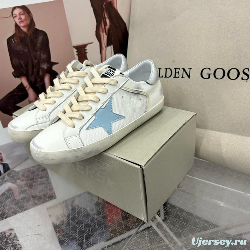 2025 Women GGDB White Light Blue Leather Suede Sneakers