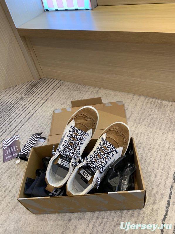 2024 Unisex GGDB White Brown Suede Leather High Top Sneakers MJ00300