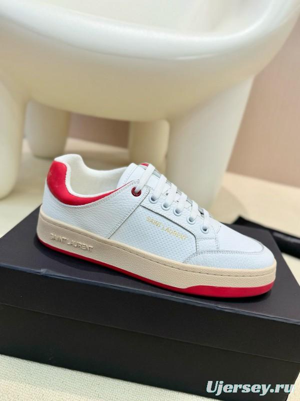 2024 Unisex Yves Saint Laurent White Red Leather Casual SL61 MJ00350
