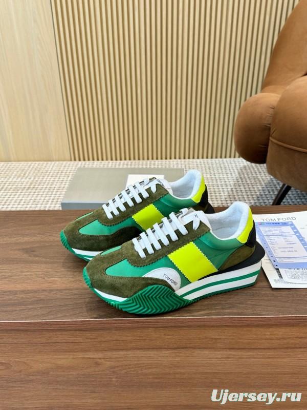 2025 Unisex TOM FORD Green Yellow White Suede Leather Sneakers LY00360(F)/LY00370(M)
