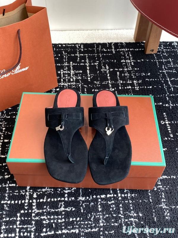 2025 Women LP Black Suede Slippers KFY00280