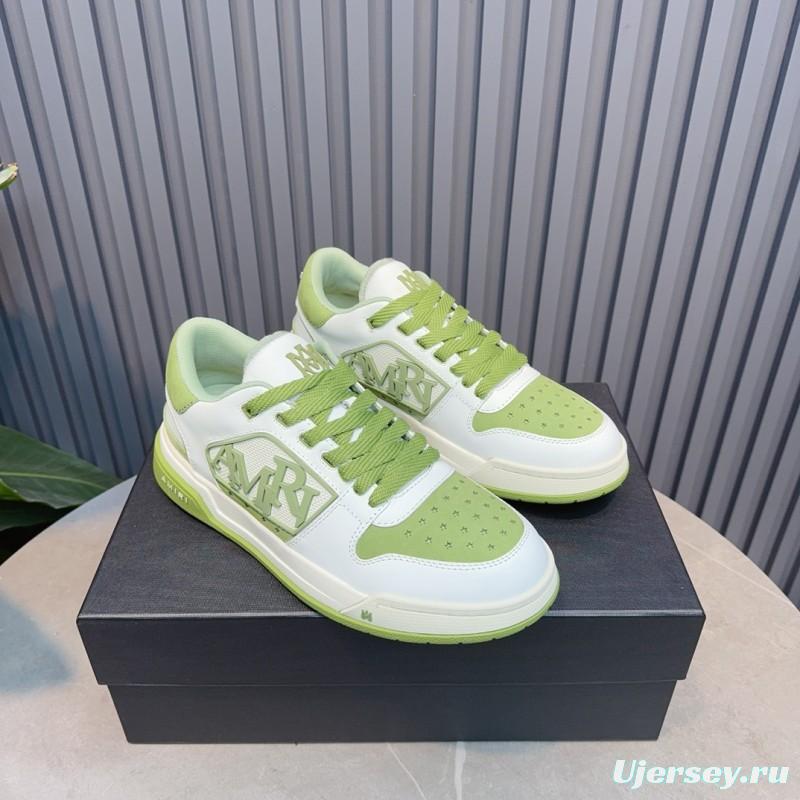2025 Unisex Amiri Green White Leather Sneakers MJ00360