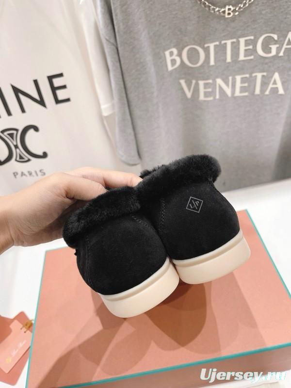 2024 Unisex Le Parmentier Black Suede Leather Wool Loafers MJ00310