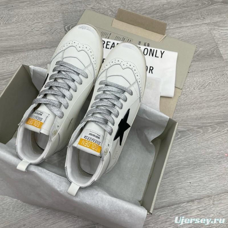 2024 Women GGDB White Black Leather Mid Star High Top Sneakers MJ00300