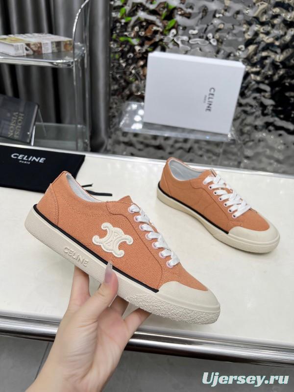 2025 Women Celine Apricot Canvas Sneakers LY00210