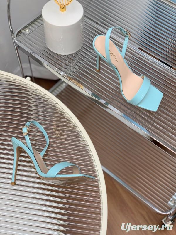 2025 Women Gianvito Rossi Light Blue Patent Leather High Heel Sandals