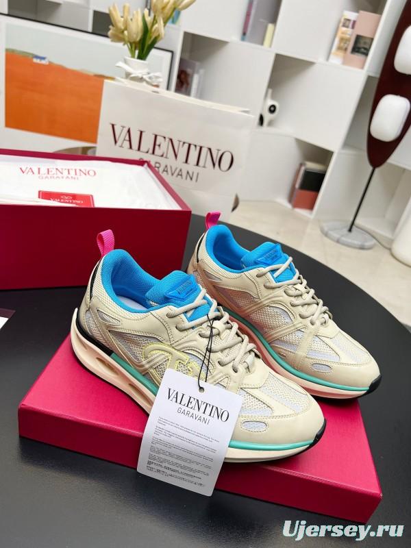 2024 Unisex Valentino Blue Beige Mesh TPU Sneakers Vlogo LY00410